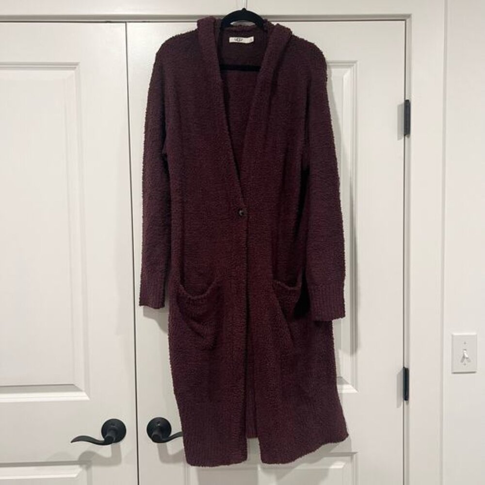 UGG Women's Hooded Cardigan Sweater Maroon Super Soft XL